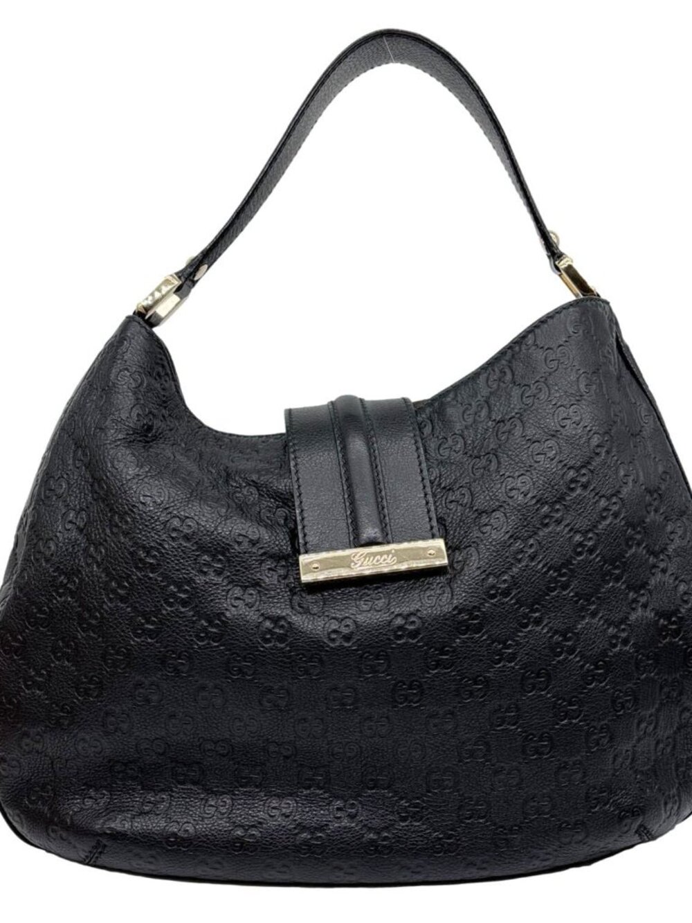 Gucci New Web GG Leather Hobo Bag Black 233604